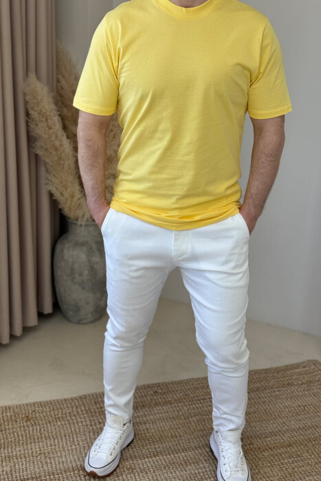 T-SHIRT NJË NGJYRËSH PËR MESHKUJ NË NGJYRËN E VERDHË - 2