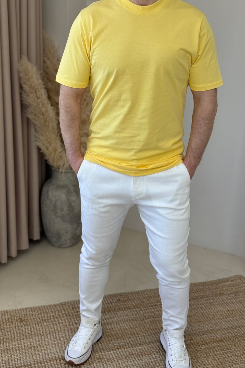 T-SHIRT NJË NGJYRËSH PËR MESHKUJ NË NGJYRËN E VERDHË - 2