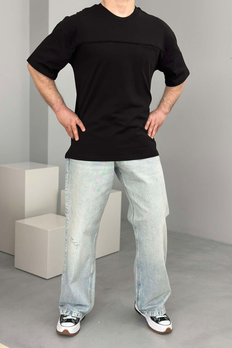 T-SHIRT NJË NGJYRËSH PËR MESHKUJ NË NGJYRËN E ZEZË - 2