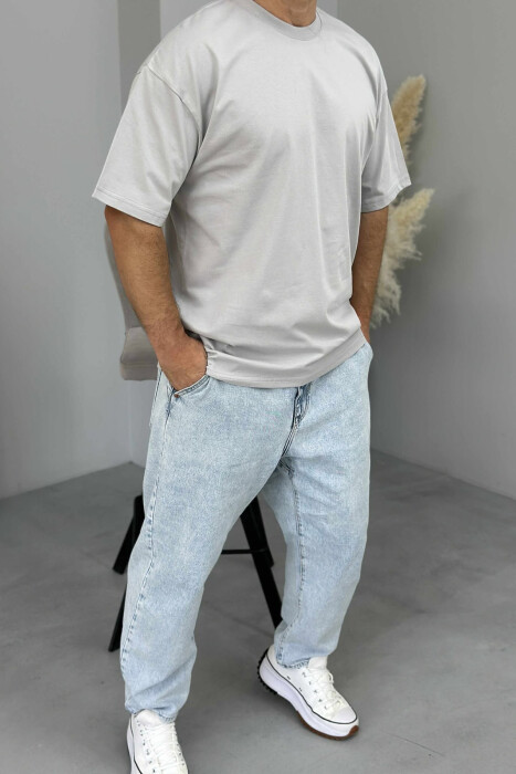 ONE COLOR ROUND NECK MEN T-SHIRT GREY/GRI - 2