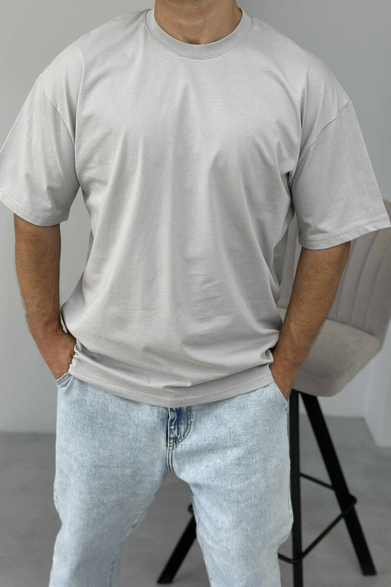 T-SHIRT NJË NGJYRËSH PËR MESHKUJ NË NGJYRËN GRI - 1