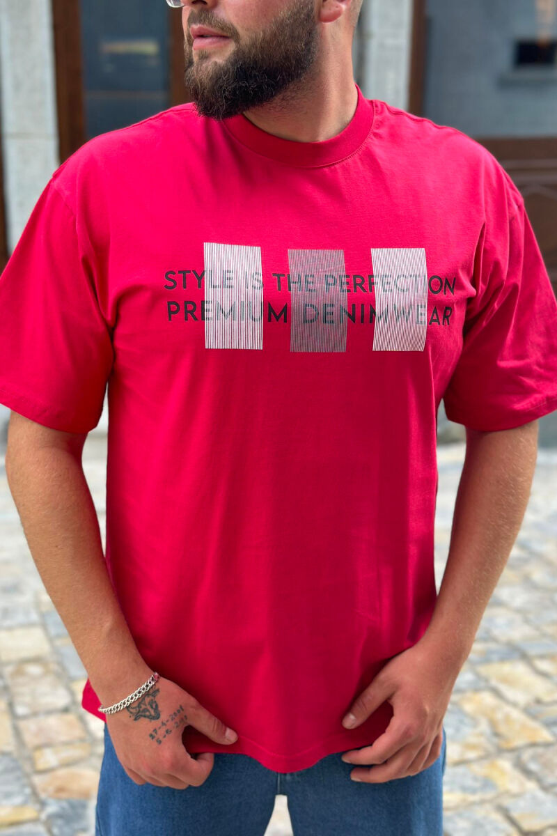 T-SHIRT PAMBUK PËR MESHKUJ NË NGJYRË TË KUQE - 1