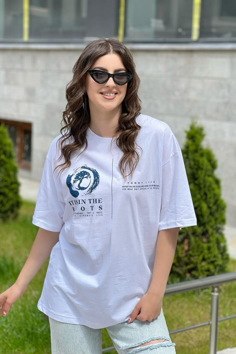 T-SHIRT PAMBUKU PËR FEMRA NË NGJYRËN E BARDHË - 2