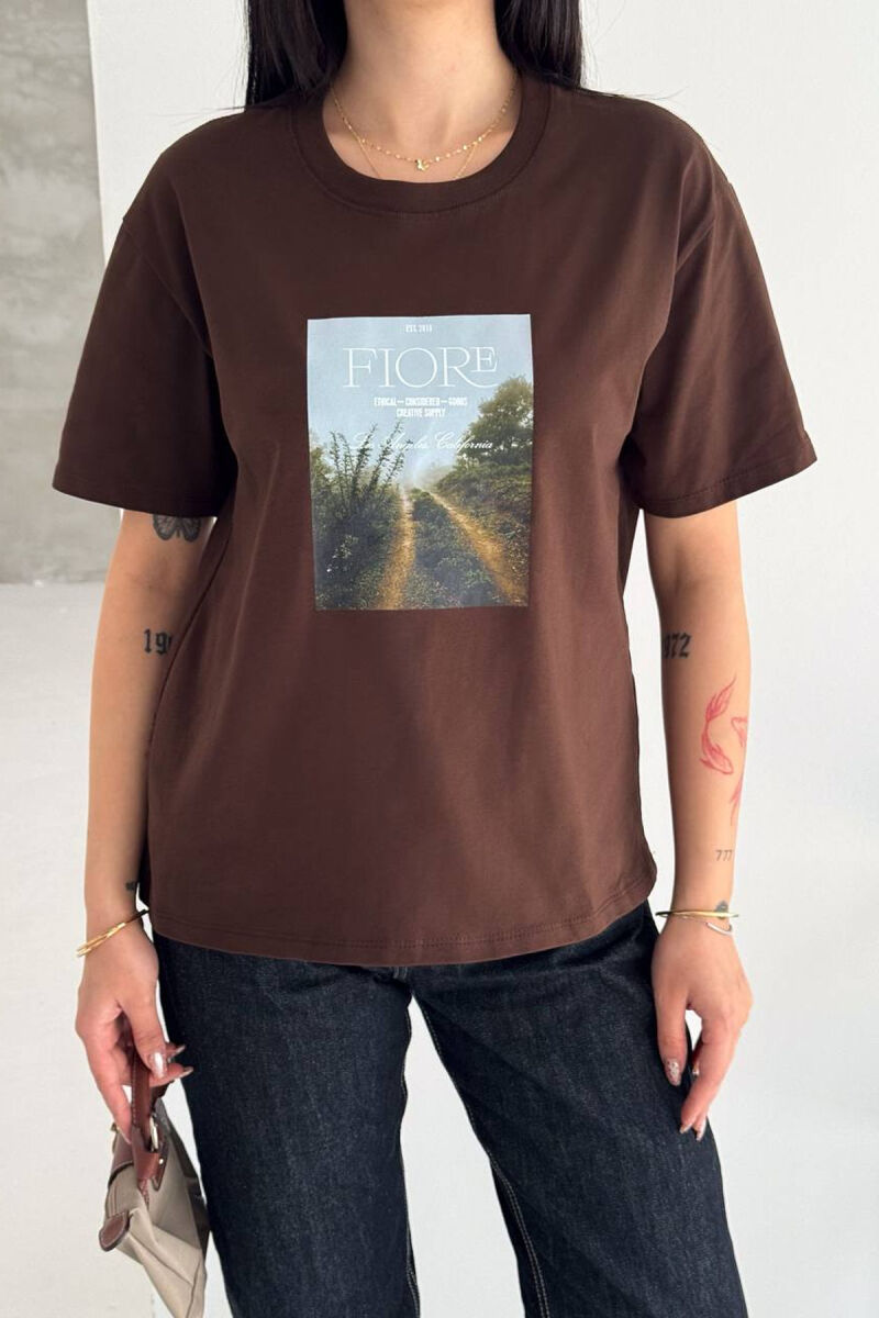 T-SHIRT PER FEMRA NE NGJYRE KAFE - 1