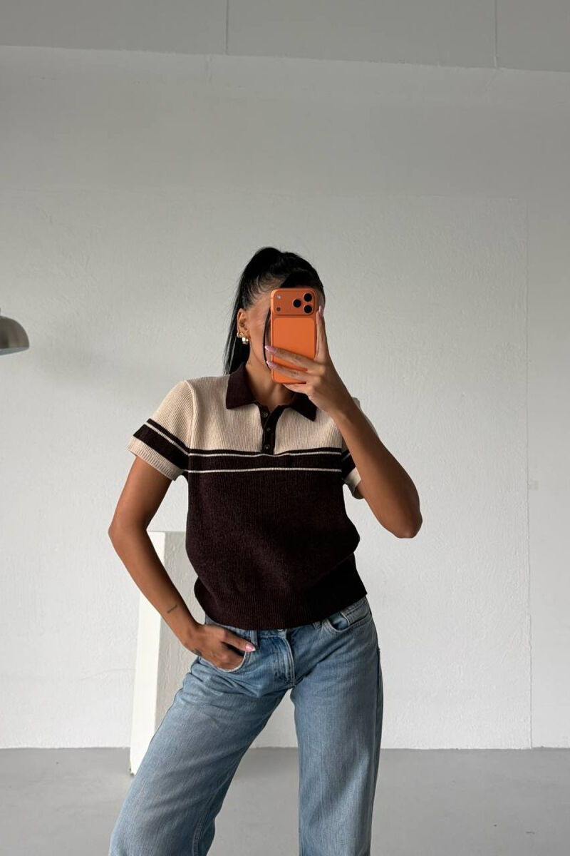 T-SHIRT PER FEMRA NE NGJYRE KREM ME TE BARDHE - 1