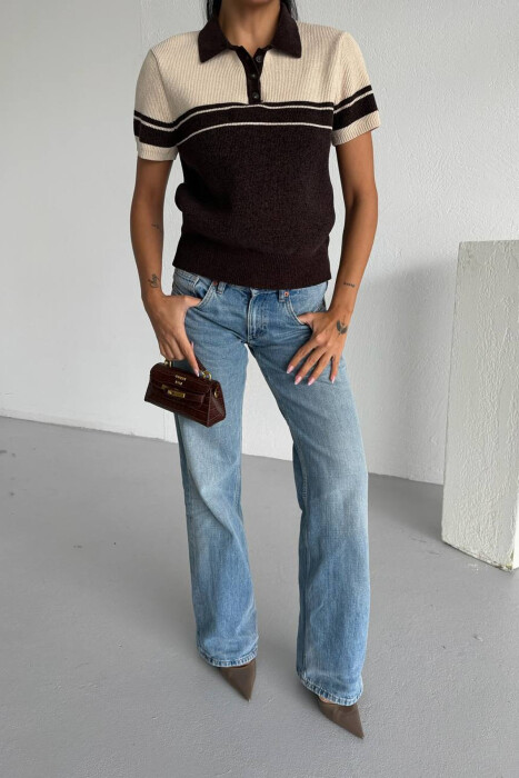 T-SHIRT PER FEMRA NE NGJYRE KREM ME TE BARDHE - 3