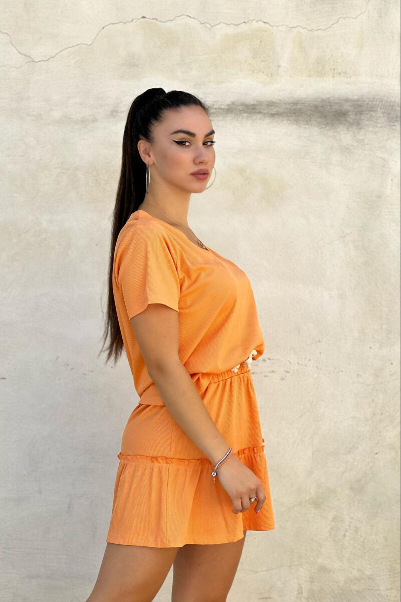 T-SHIRT PLUSE SKIRT WOMEN TWO PIECE SET ORANGE/PORTOKALLI - 2