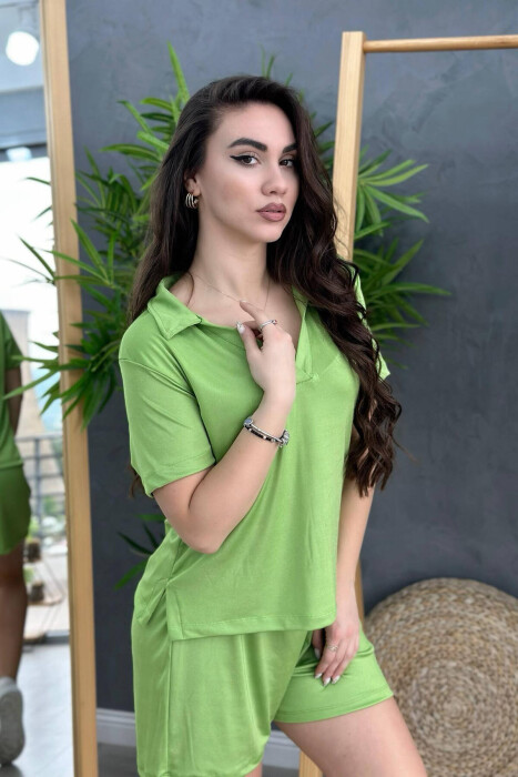 T-SHIRT+ SHORTS WOMEN SET LIGHT GREEN/JEZB - 3