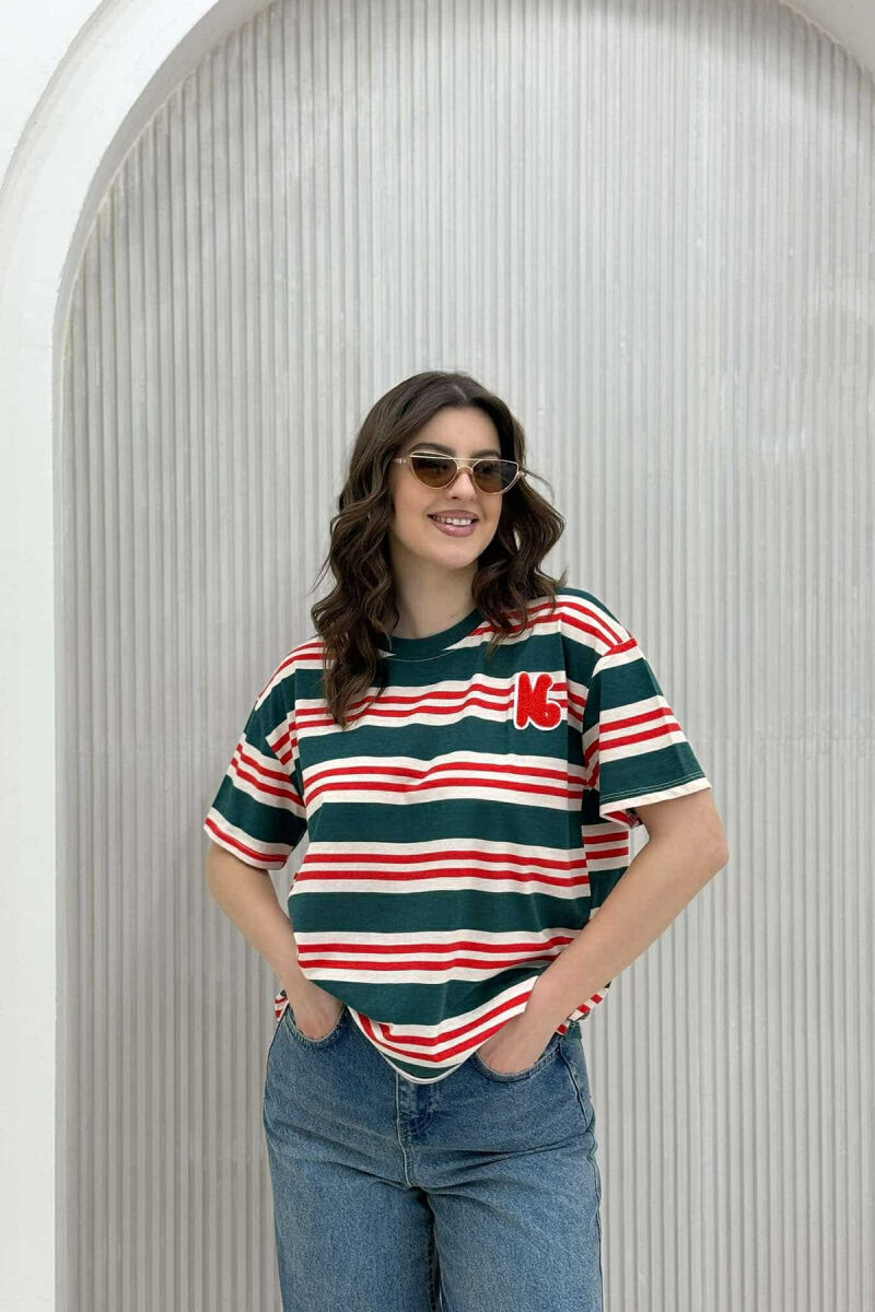 T-SHIRT SHUMËNGJYRËSH ME VIJA PËR FEMRA - 1