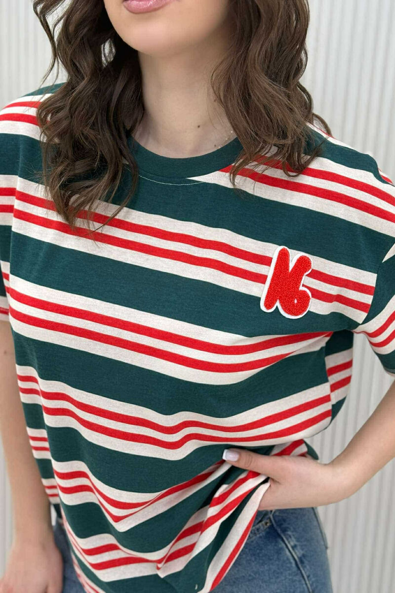 T-SHIRT SHUMËNGJYRËSH ME VIJA PËR FEMRA - 2