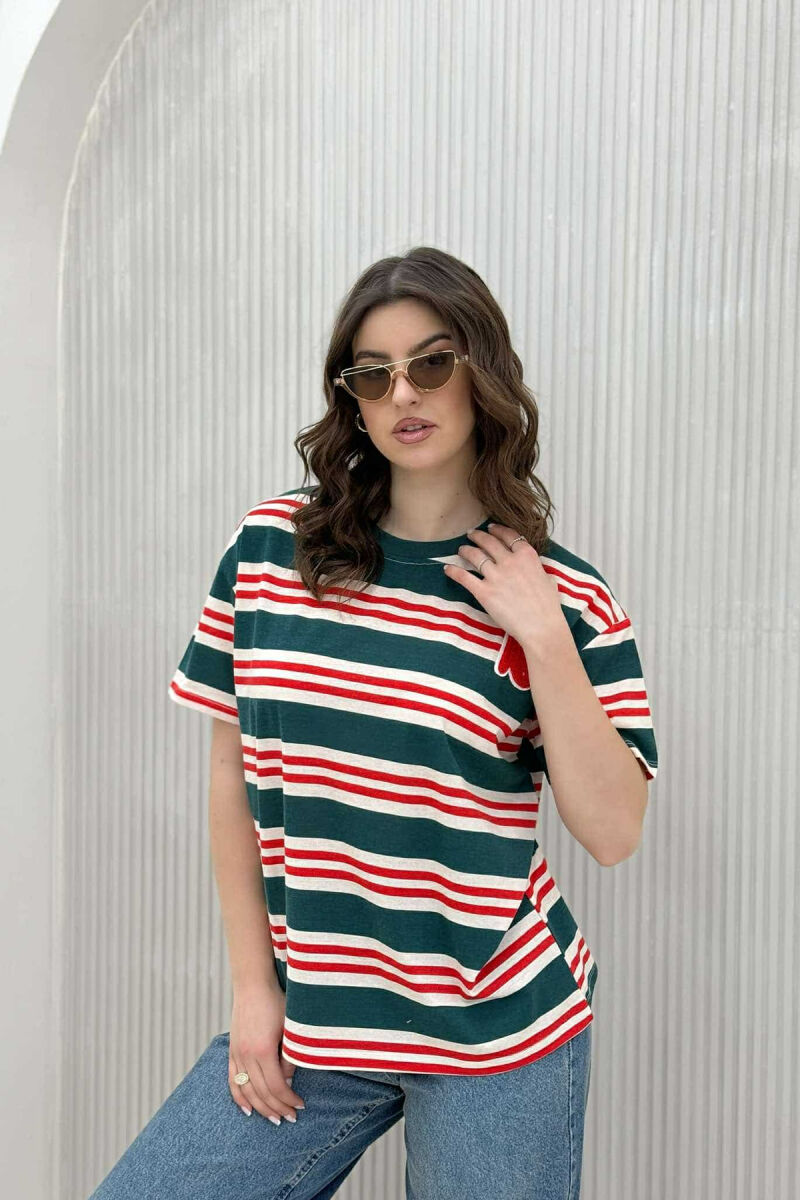 T-SHIRT SHUMËNGJYRËSH ME VIJA PËR FEMRA - 4