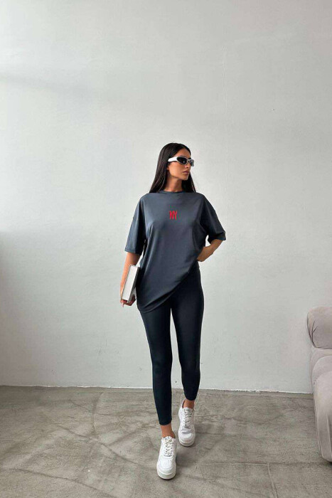 T-SHIRT+LEGGINGS WOMAN SET DARK GREY/GEE 