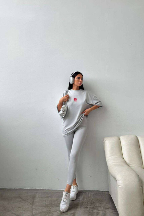 T-SHIRT+LEGGINGS WOMAN SET LIGHT GREY/GZ 