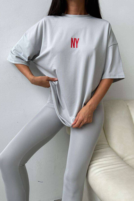 T-SHIRT+LEGGINGS WOMAN SET LIGHT GREY/GZ - 3