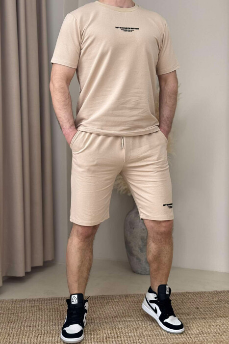 T-SHIRT+SHORT SWEATPANTS WRITTINGS MEN SET BEIGE/BEZHE 