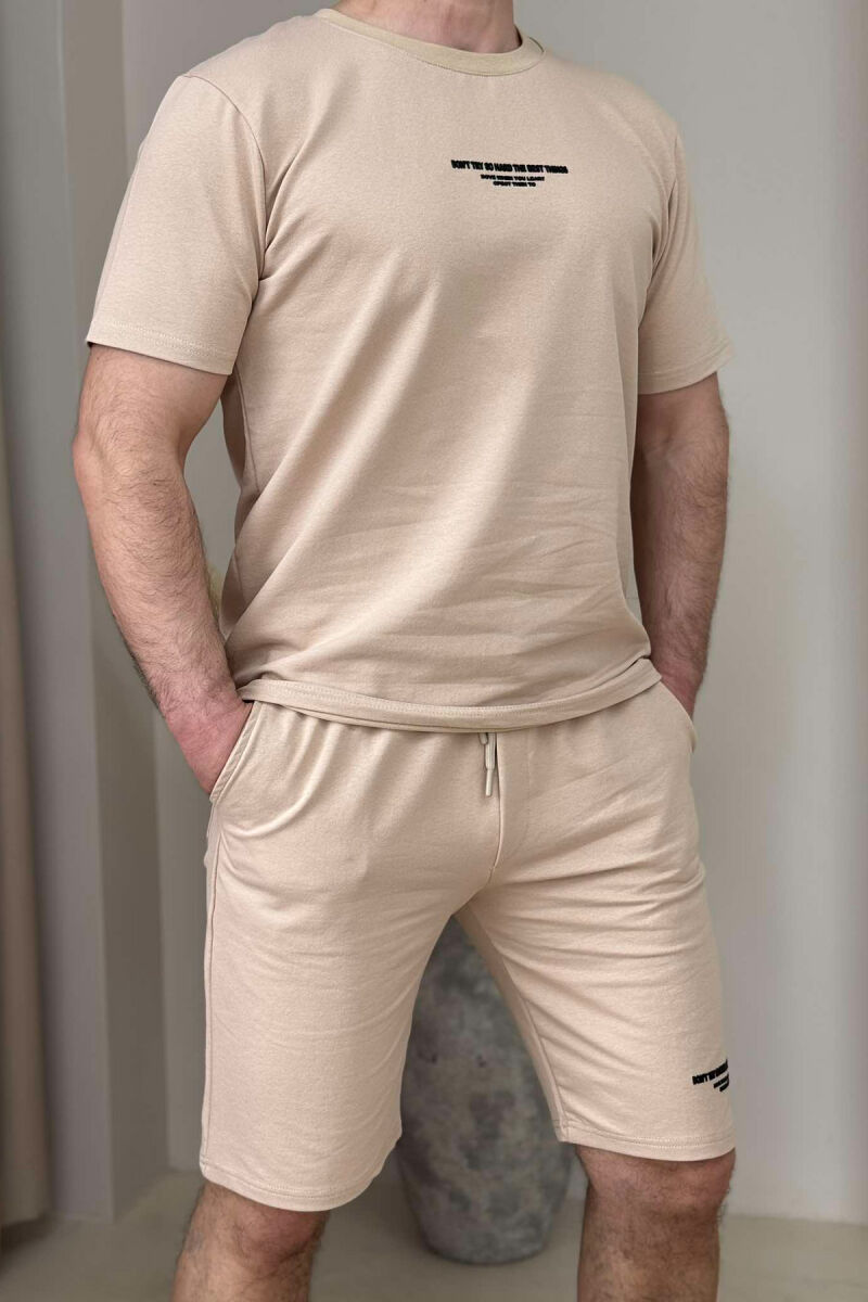 T-SHIRT+SHORT SWEATPANTS WRITTINGS MEN SET BEIGE/BEZHE - 2