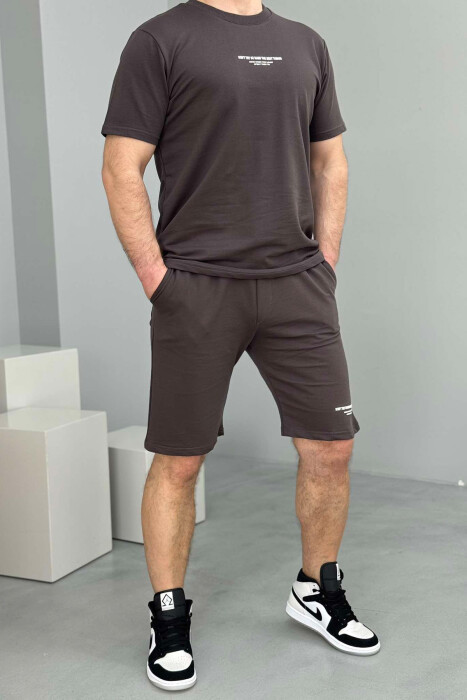 T-SHIRT+SHORT SWEATPANTS WRITTINGS MEN SET DARK GREY/GEE 