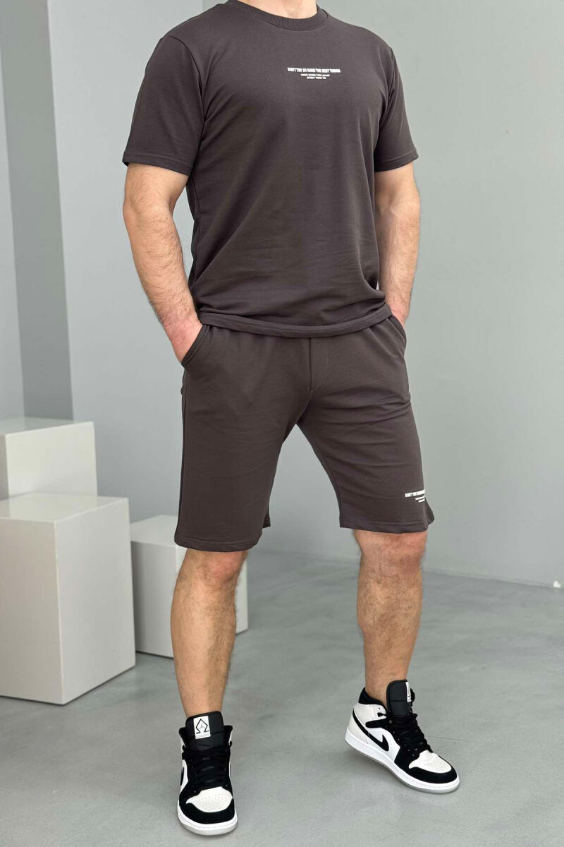 T-SHIRT+SHORT SWEATPANTS WRITTINGS MEN SET DARK GREY/GEE - 1