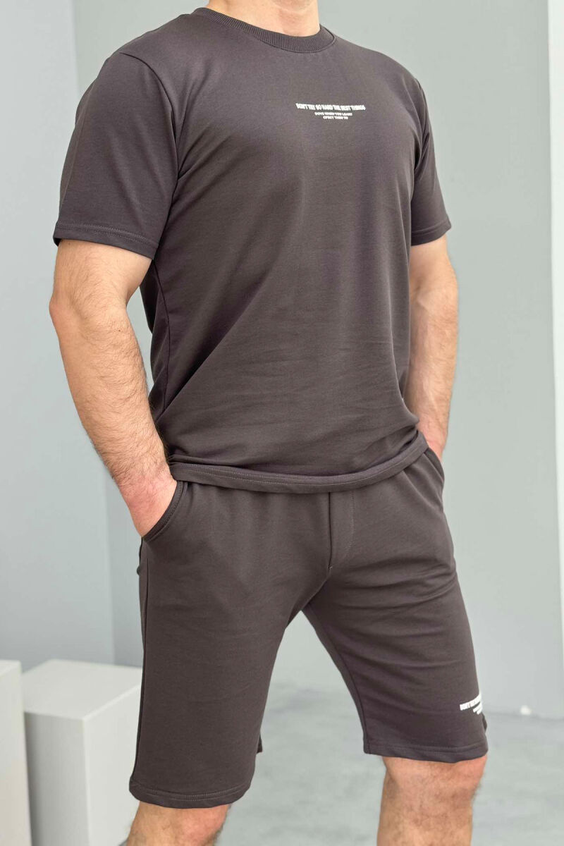 T-SHIRT+SHORT SWEATPANTS WRITTINGS MEN SET DARK GREY/GEE - 2