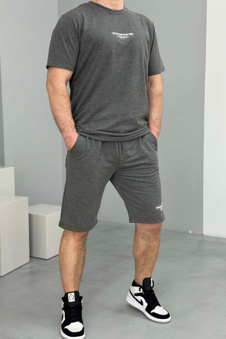 T-SHIRT+SHORT SWEATPANTS WRITTINGS MEN SET GREY/GRI 