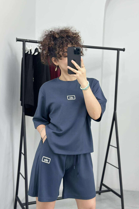 T-SHIRT+SHORTS ALO WRITTING WOMEN SET DARK GREY/GEE 