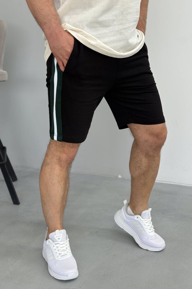 T-SHIRT+SHORTS BEAR IMAGE MEN SET BLACK-CREAM/ZEKR - 3