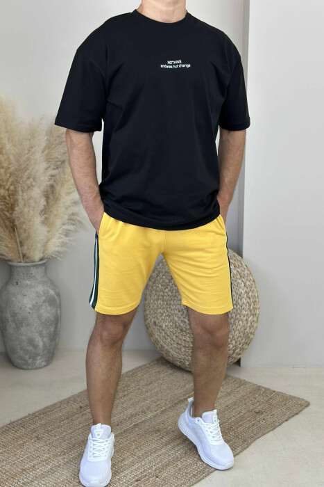 T-SHIRT+SHORTS LITTLE WRITTINGS MEN SET BLACK-YELLOW/ZEVE - 1