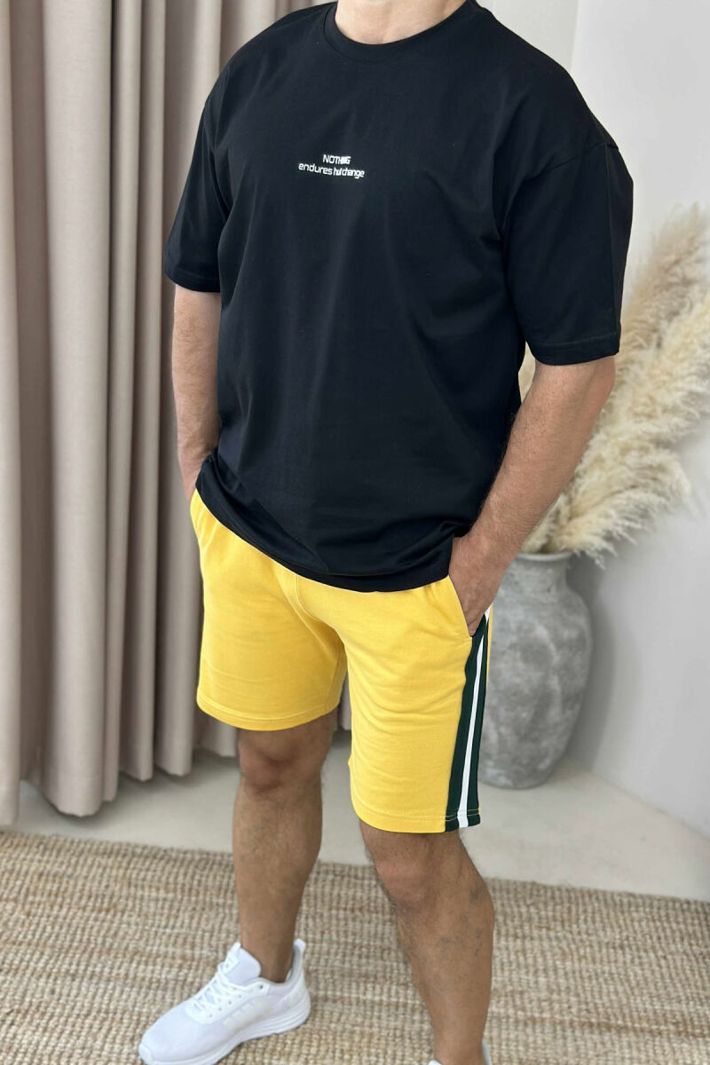 T-SHIRT+SHORTS LITTLE WRITTINGS MEN SET BLACK-YELLOW/ZEVE - 2