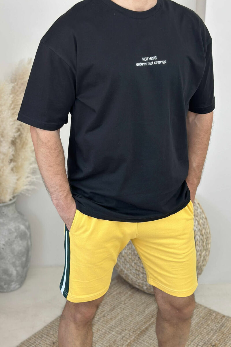 T-SHIRT+SHORTS LITTLE WRITTINGS MEN SET BLACK-YELLOW/ZEVE - 3