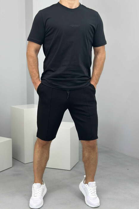 T-SHIRT+SHORTS LITTLE WRITTINGS ONE COLOR MEN SET BLACK/ E ZEZE 