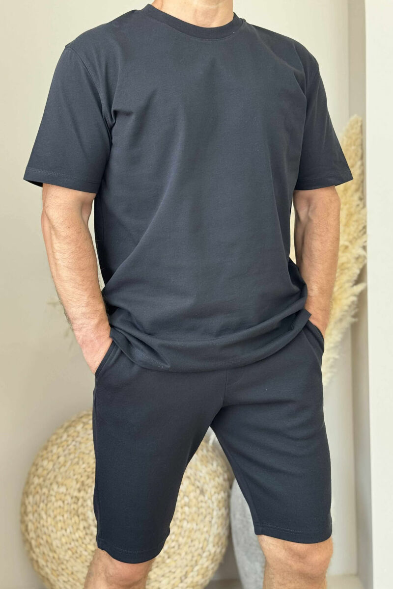 T-SHIRT+SHORTS ONE COLOR MEN SET BLACK/ E ZEZE - 2