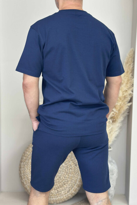 T-SHIRT+SHORTS ONE COLOR MEN SET DARK BLUE/BEE - 3