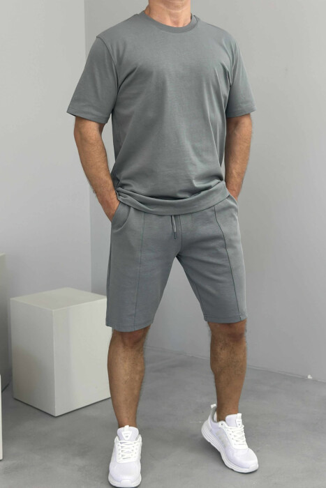 T-SHIRT+SHORTS ONE COLOR MEN SET GREY/GRI - 