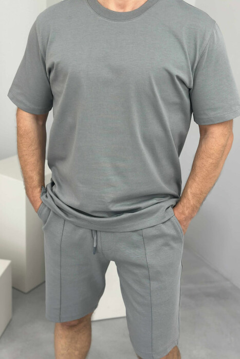 T-SHIRT+SHORTS ONE COLOR MEN SET GREY/GRI - 2
