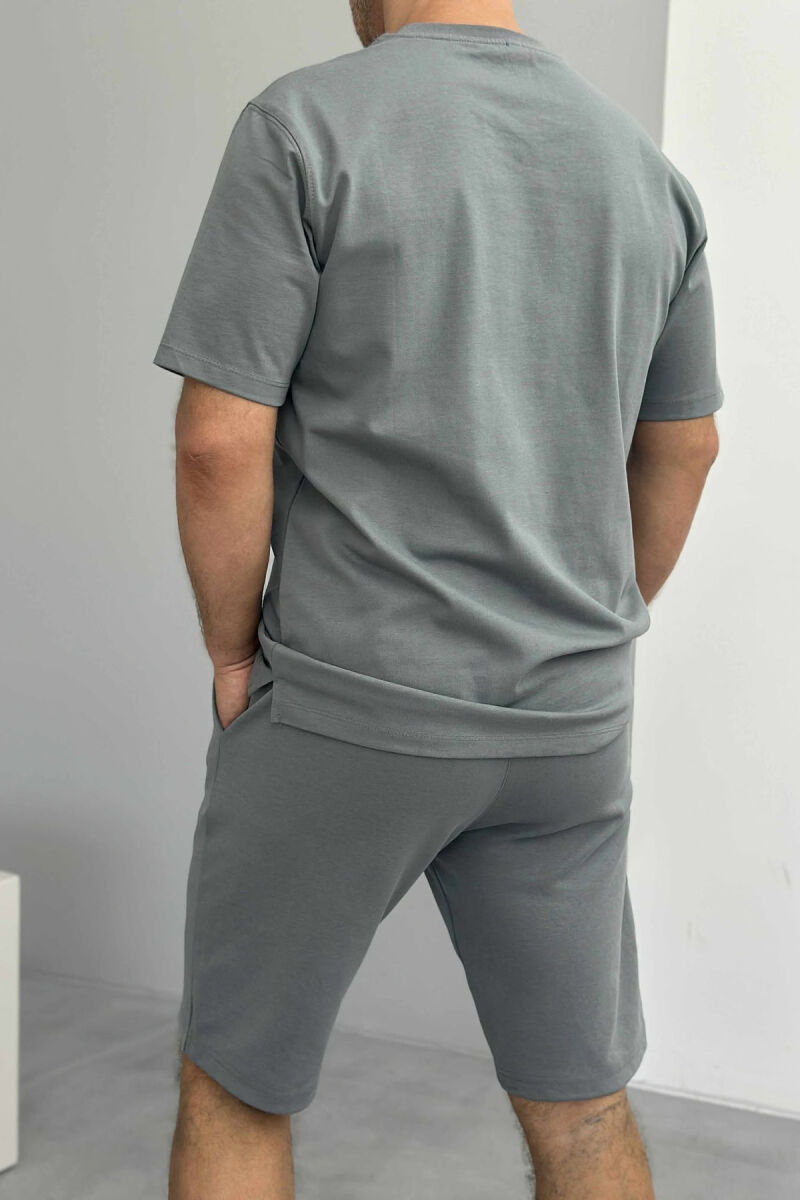 T-SHIRT+SHORTS ONE COLOR MEN SET GREY/GRI - 3