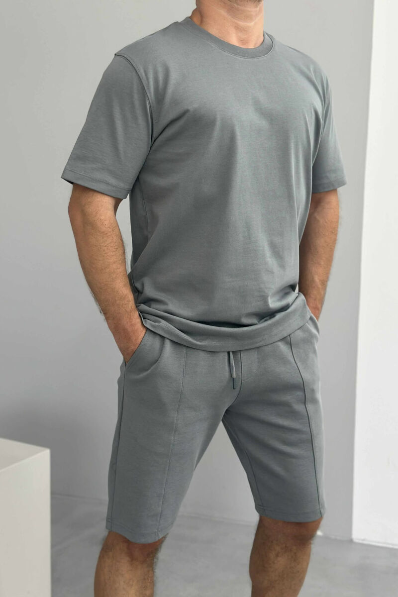 T-SHIRT+SHORTS ONE COLOR MEN SET GREY/GRI - 4
