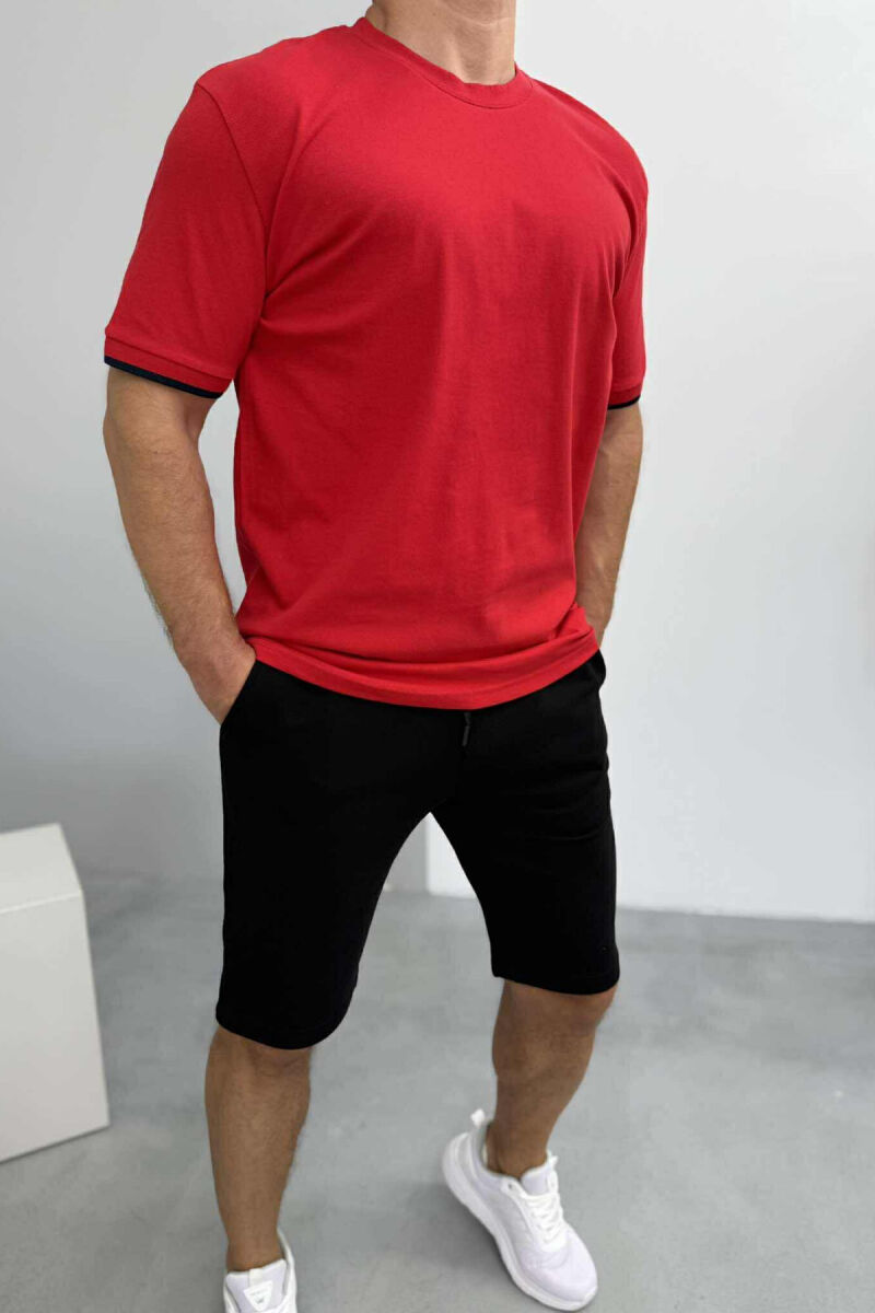 T-SHIRT+SHORTS SIMPLE MEN SET RED-BLACK/KUZE - 1