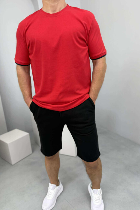 T-SHIRT+SHORTS SIMPLE MEN SET RED-BLACK/KUZE - 2