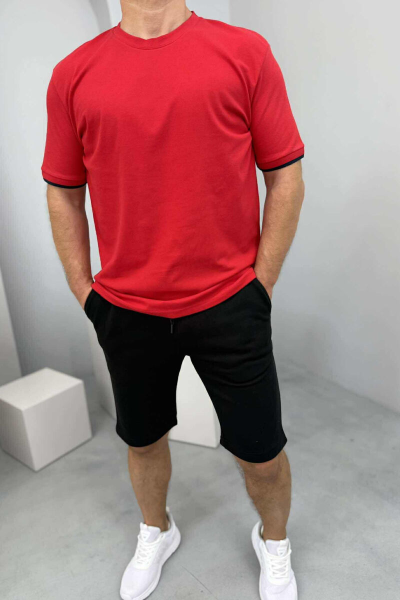 T-SHIRT+SHORTS SIMPLE MEN SET RED-BLACK/KUZE - 2