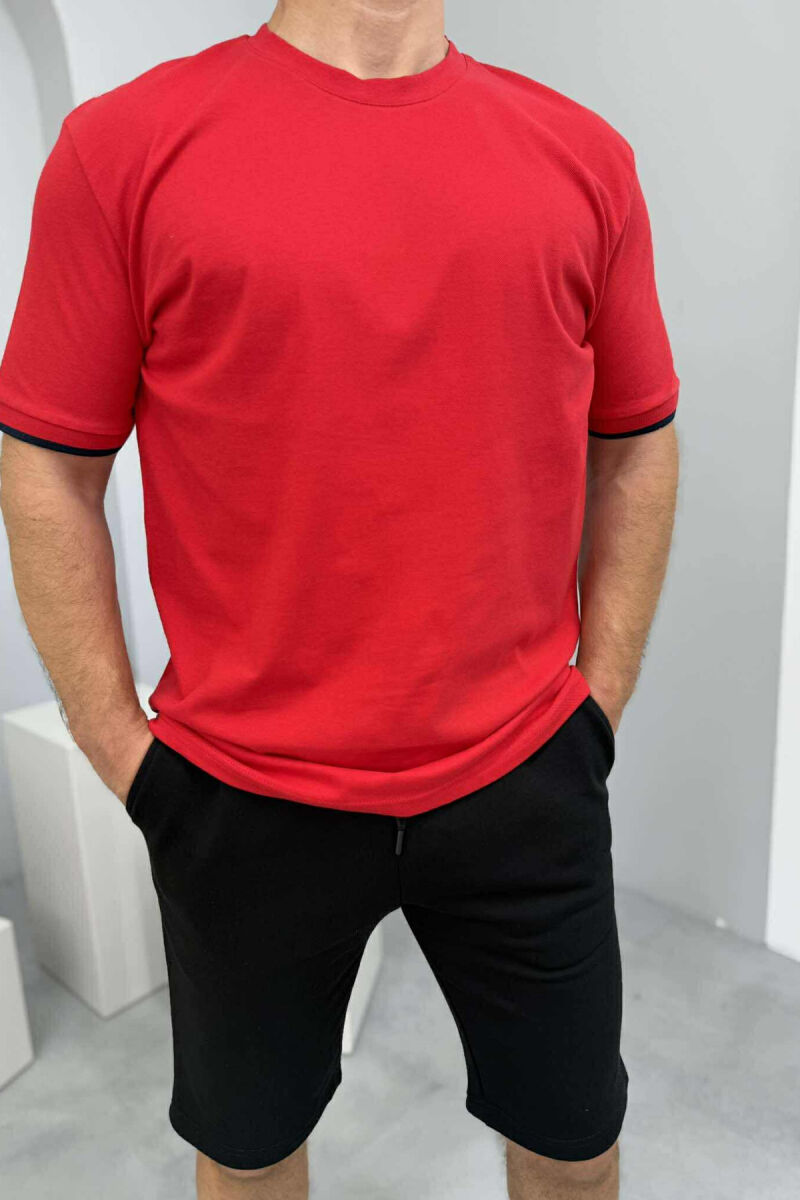 T-SHIRT+SHORTS SIMPLE MEN SET RED-BLACK/KUZE - 4