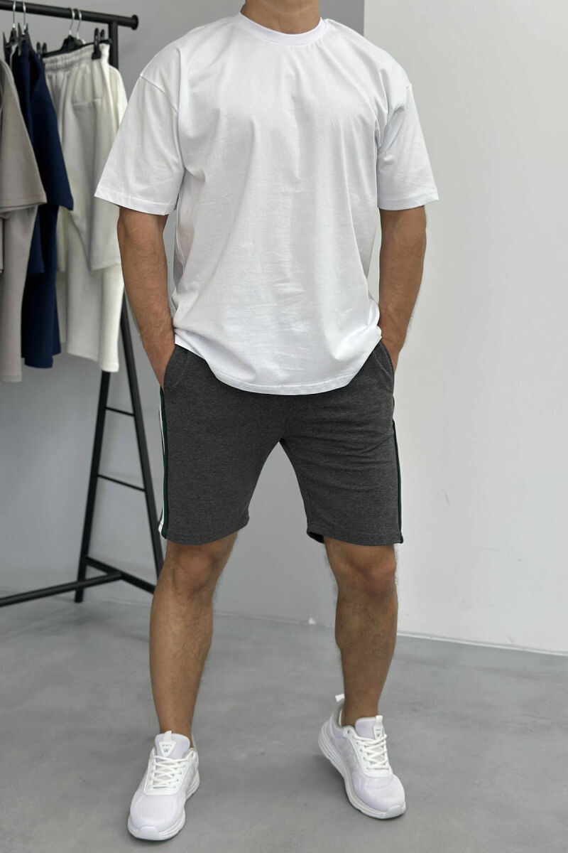 T-SHIRT+SHORTS SIMPLE MEN SET WHITE/GREY-BAGR - 1