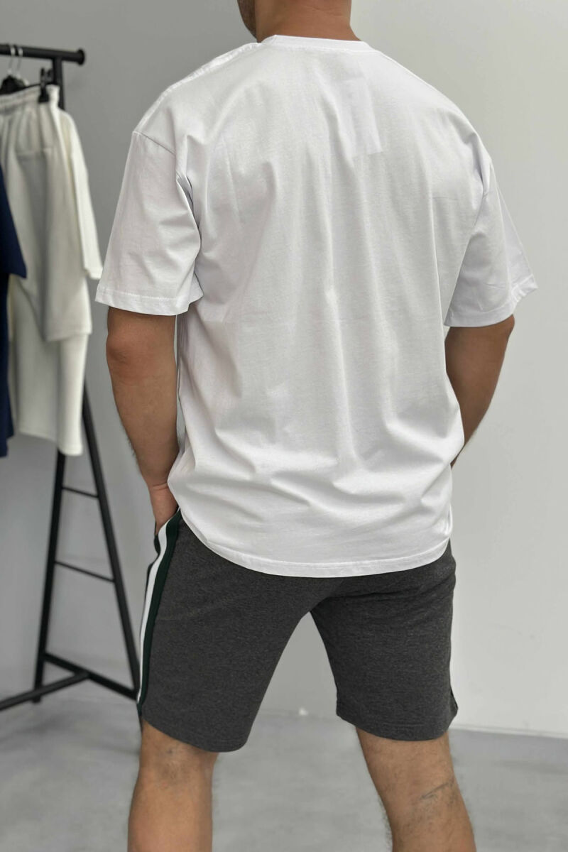 T-SHIRT+SHORTS SIMPLE MEN SET WHITE/GREY-BAGR - 4
