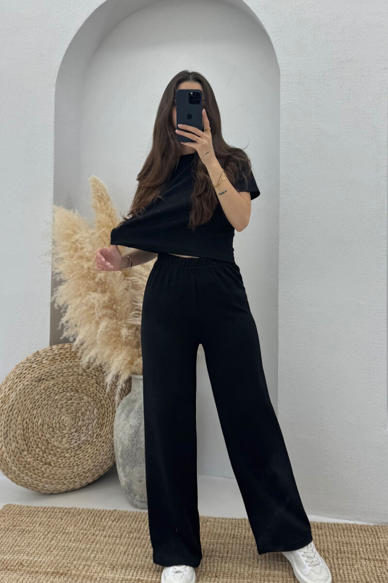 T-SHIRT+SWEATPANTS ONE COLOR ELASTIC WOMEN SET BLACK/ E ZEZE - 2
