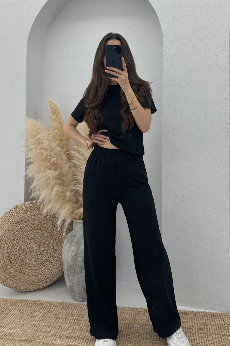 T-SHIRT+SWEATPANTS ONE COLOR ELASTIC WOMEN SET BLACK/ E ZEZE - 3
