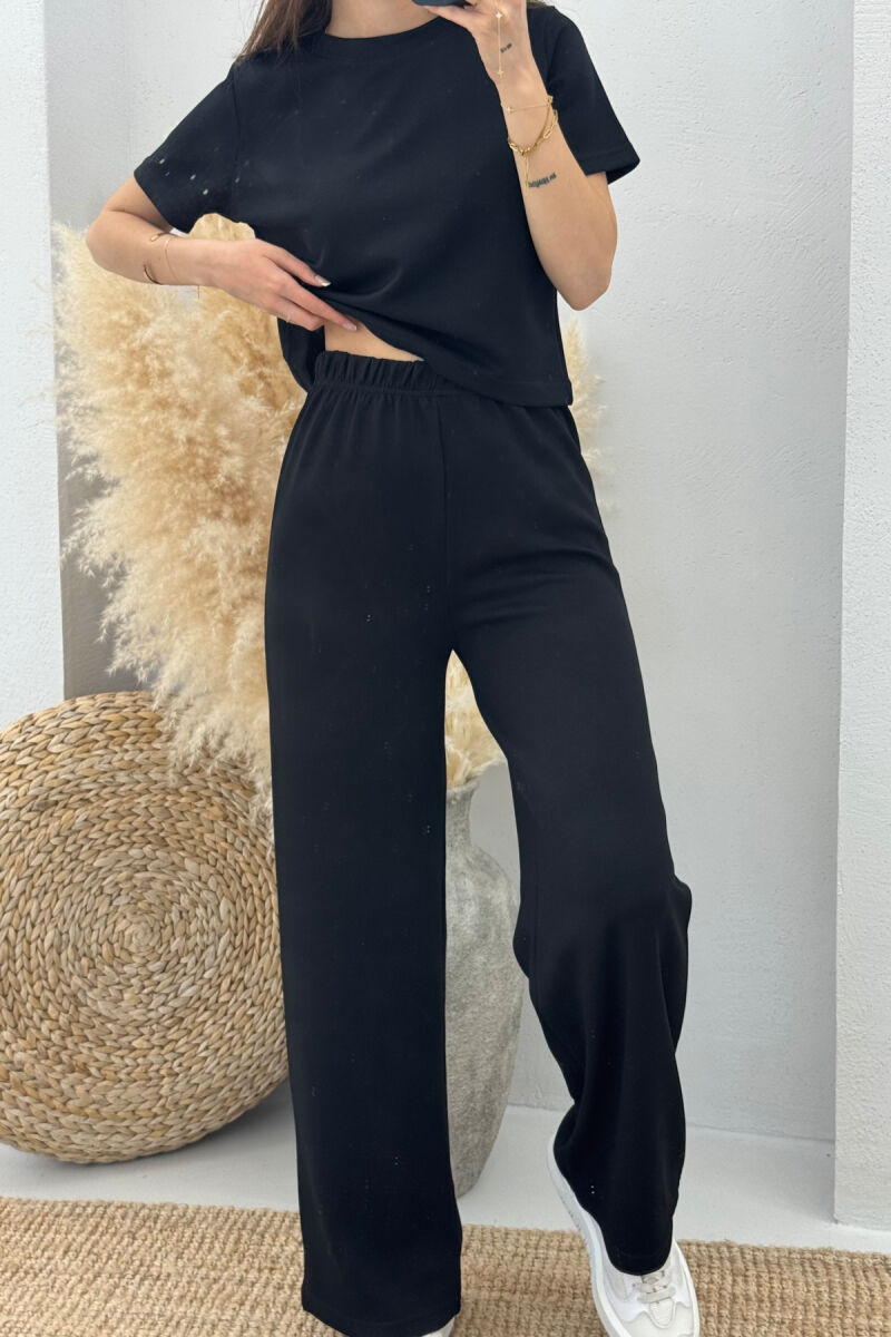 T-SHIRT+SWEATPANTS ONE COLOR ELASTIC WOMEN SET BLACK/ E ZEZE - 4