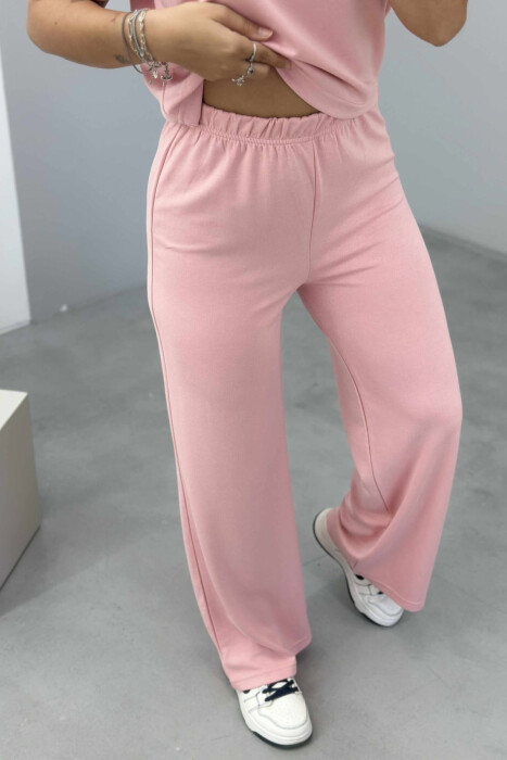 T-SHIRT+SWEATPANTS ONE COLOR ELASTIC WOMEN SET POWDER/PUDER - 2