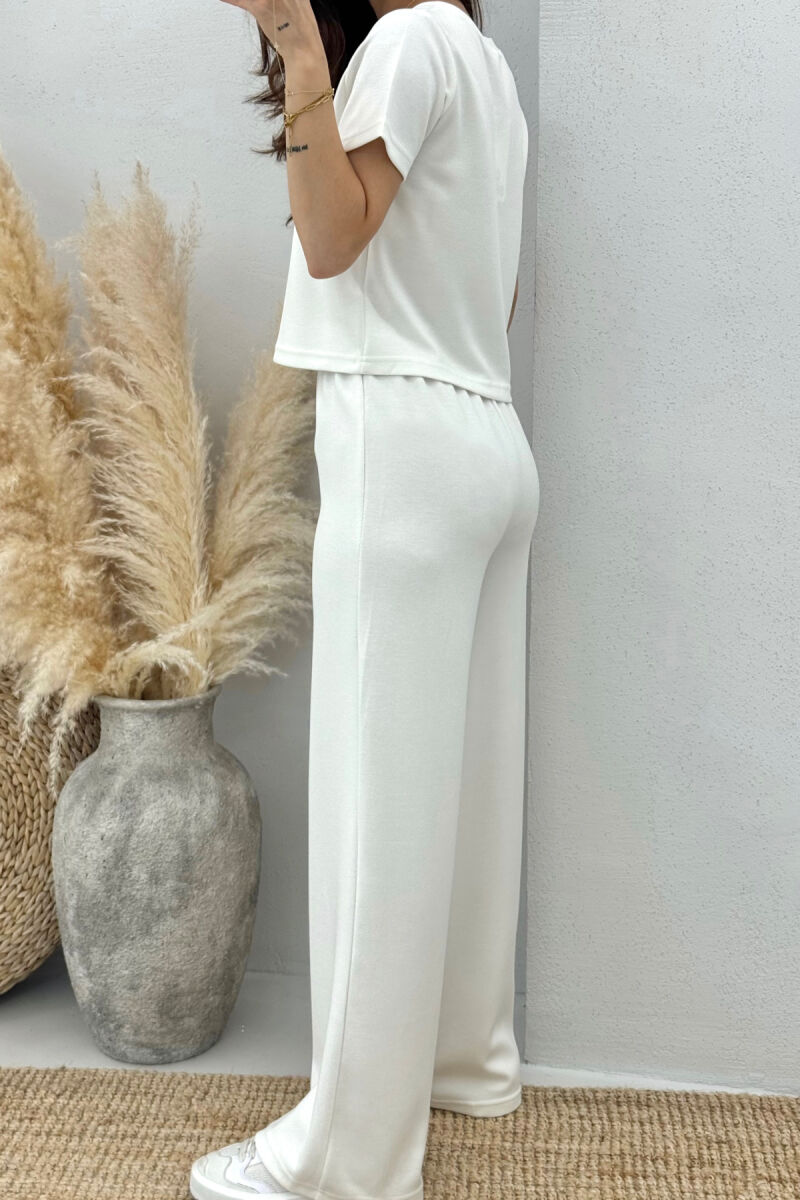 T-SHIRT+SWEATPANTS ONE COLOR ELASTIC WOMEN SET WHITE-E BARDHE - 4