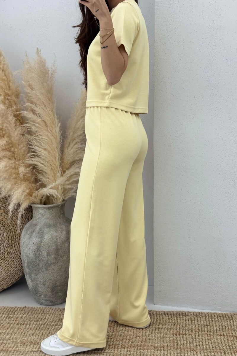 T-SHIRT+SWEATPANTS ONE COLOR ELASTIC WOMEN SET YELLOW/E VERDHE - 2