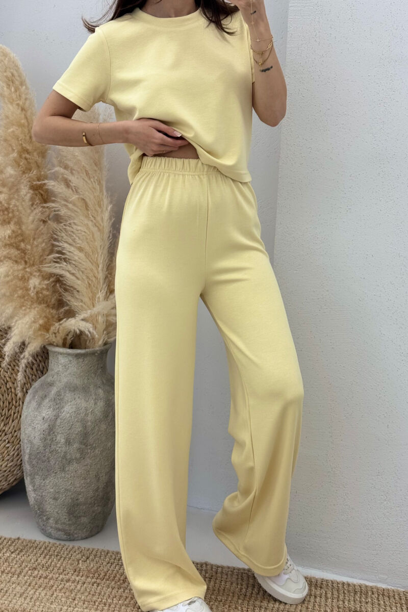 T-SHIRT+SWEATPANTS ONE COLOR ELASTIC WOMEN SET YELLOW/E VERDHE - 3