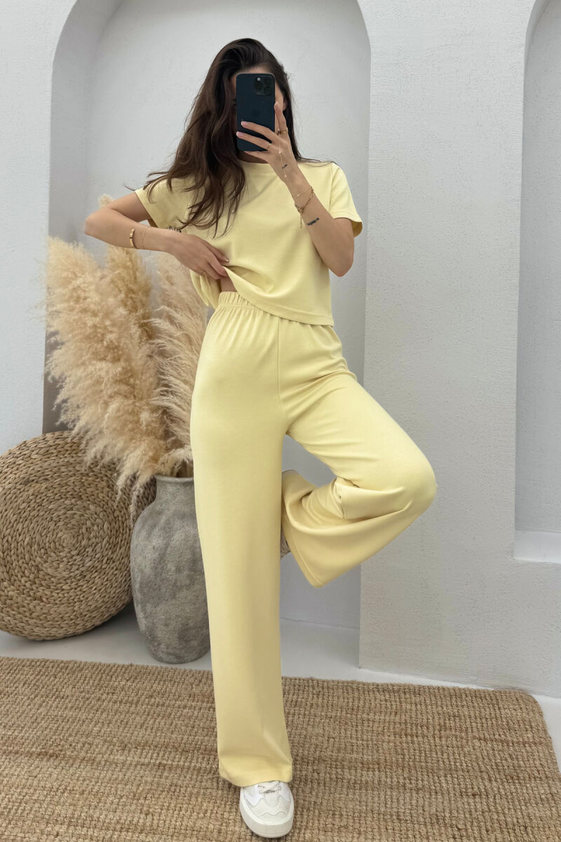 T-SHIRT+SWEATPANTS ONE COLOR ELASTIC WOMEN SET YELLOW/E VERDHE - 4